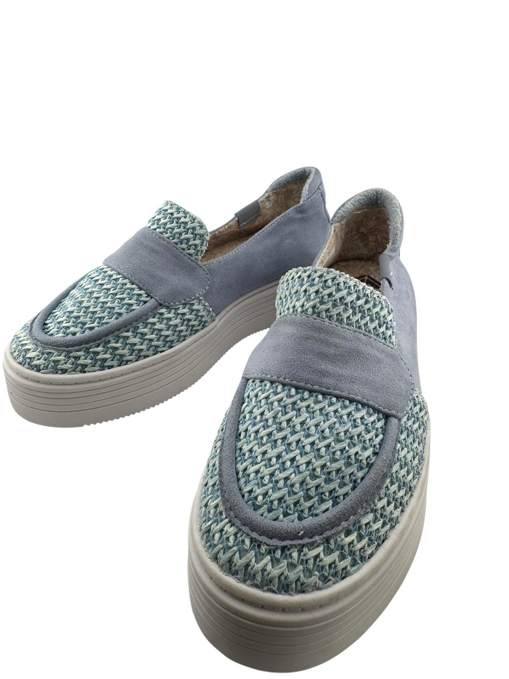 Roxy Women’s Blue Raffia Platform Slip-On Loafers Casual Comfort Shoes Size 6.5